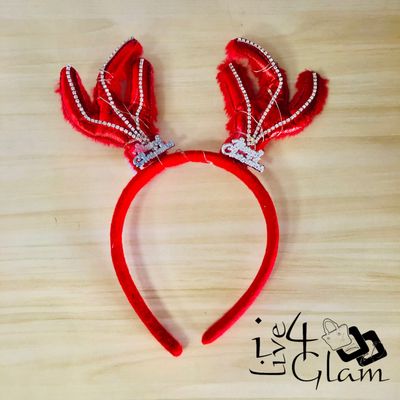 Fur Christmas Reindeer Light Up Bando Red