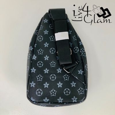 Black with Blue Monogram Crossbody Bag