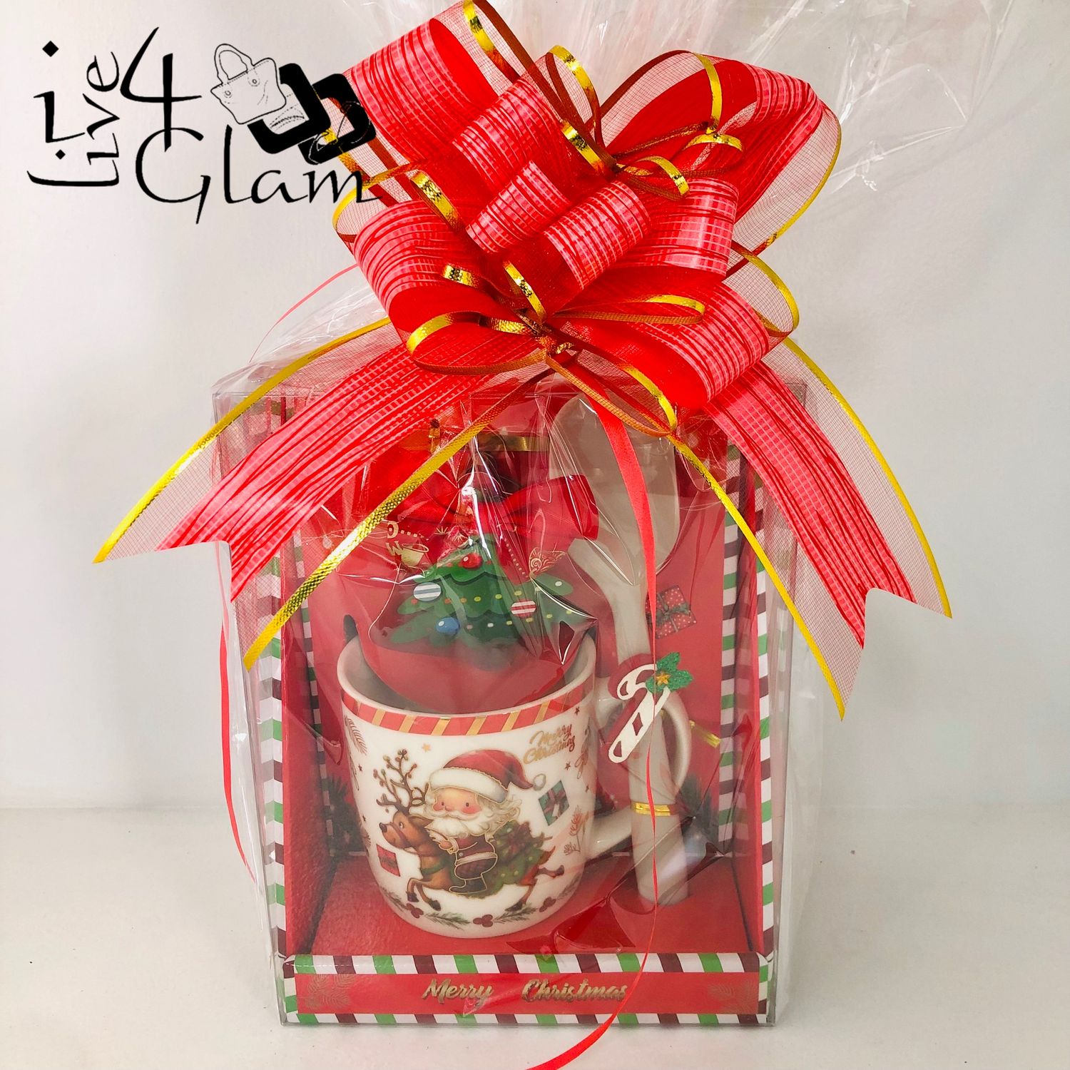 Gift Wrapped Christmas Mug with Spatula Hamper