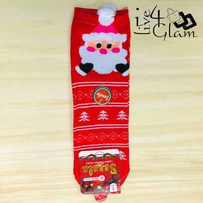 Pair Christmas Socks Red Santa
