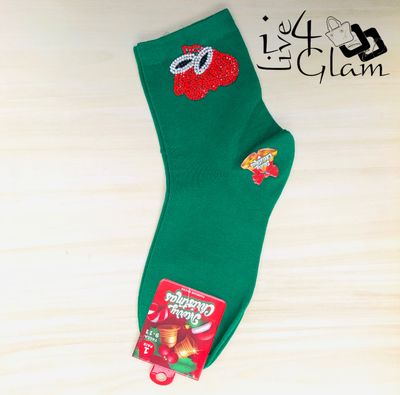 Pair Christmas Socks Sequin Mittens Green