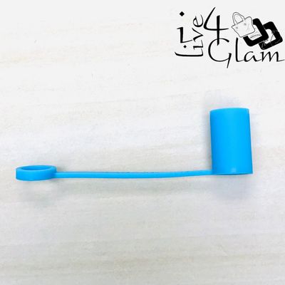 Plain Silicone Straw Cover Blue