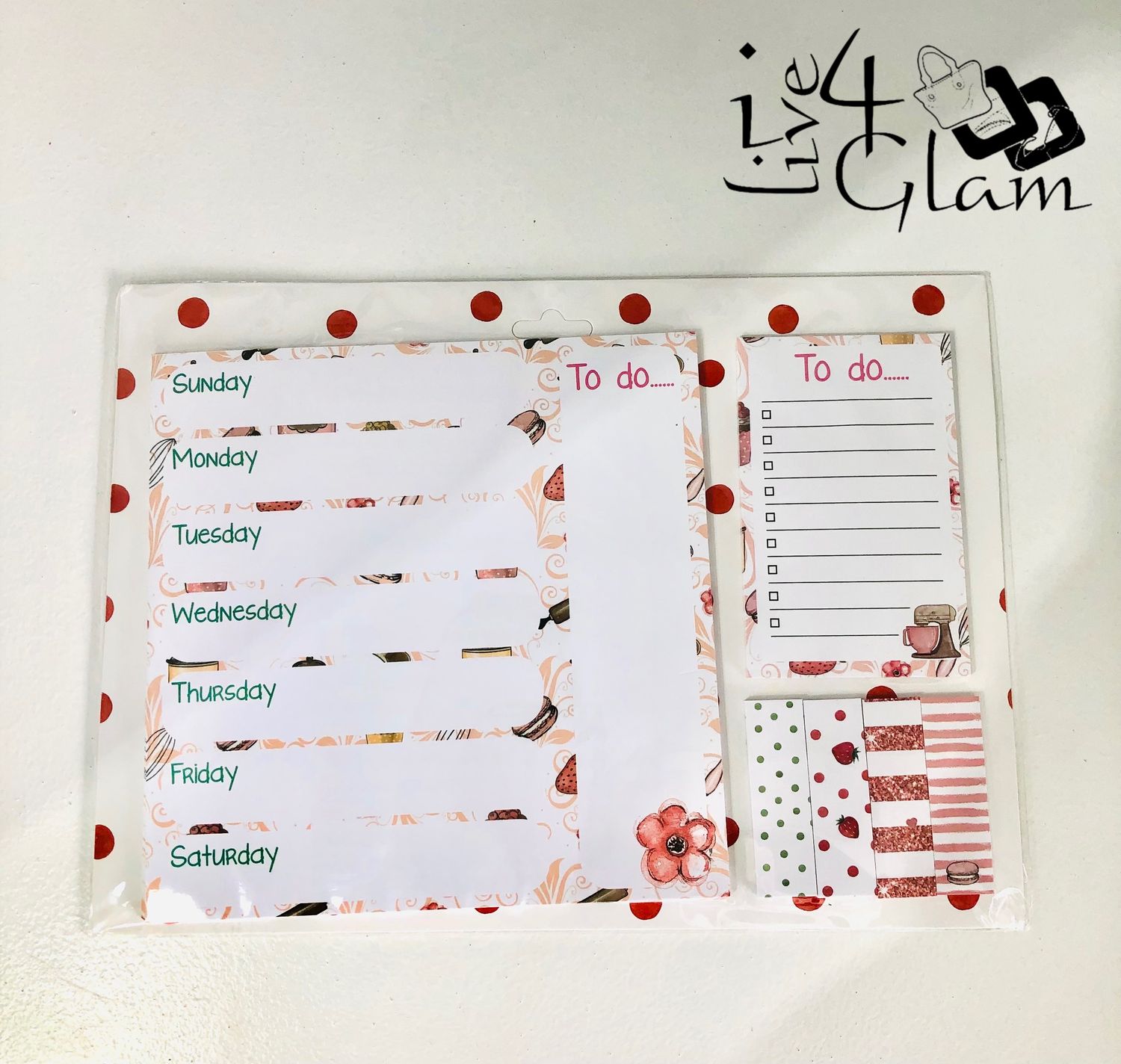 Daily Planner Notepad Set Strawberry
