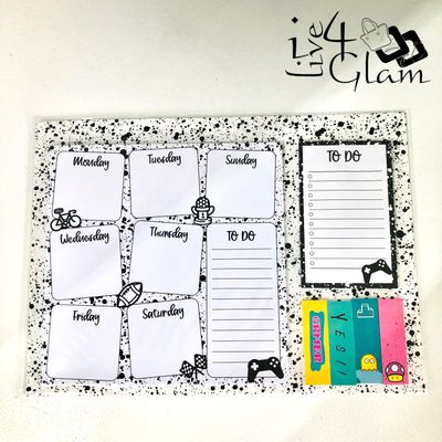 Daily Planner Notepad Set Black and White