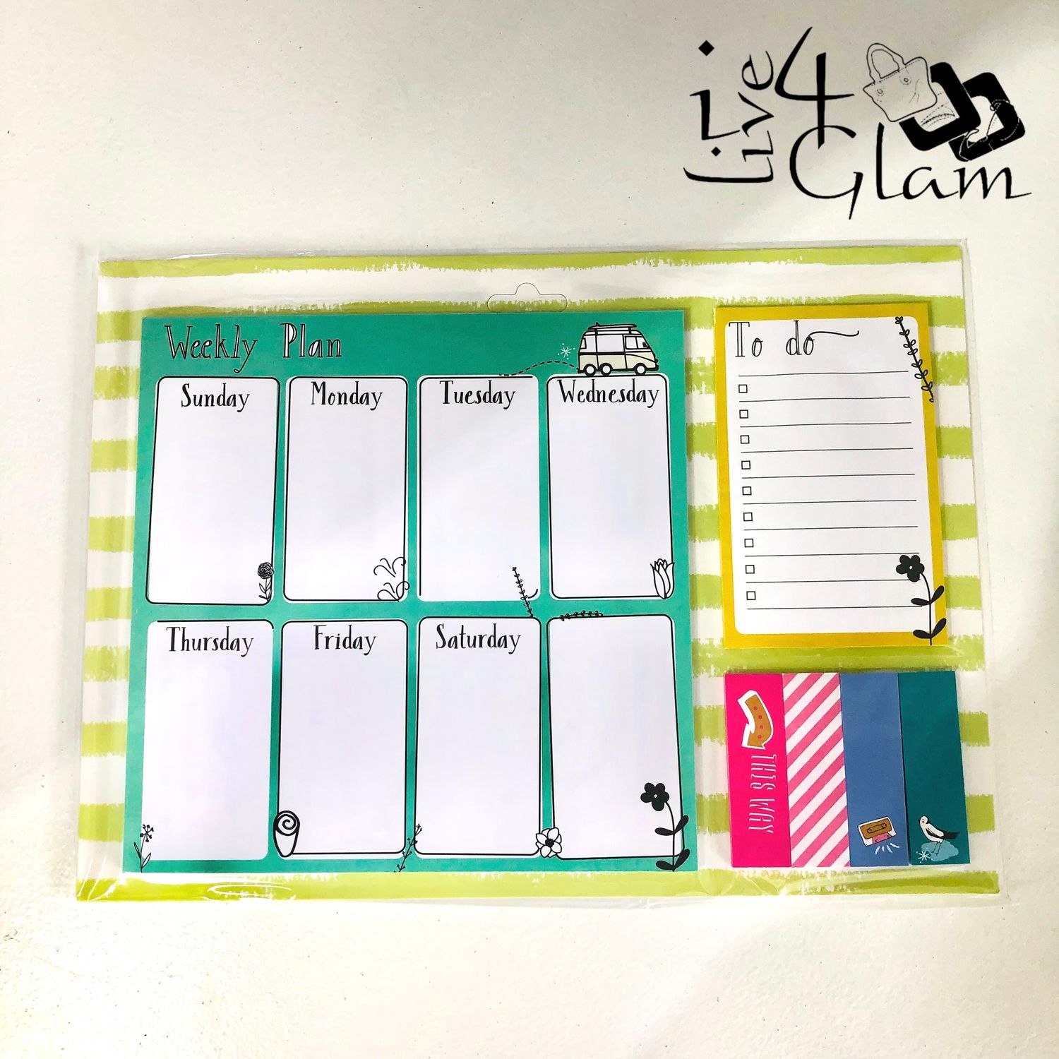 Daily Planner Notepad Set Green
