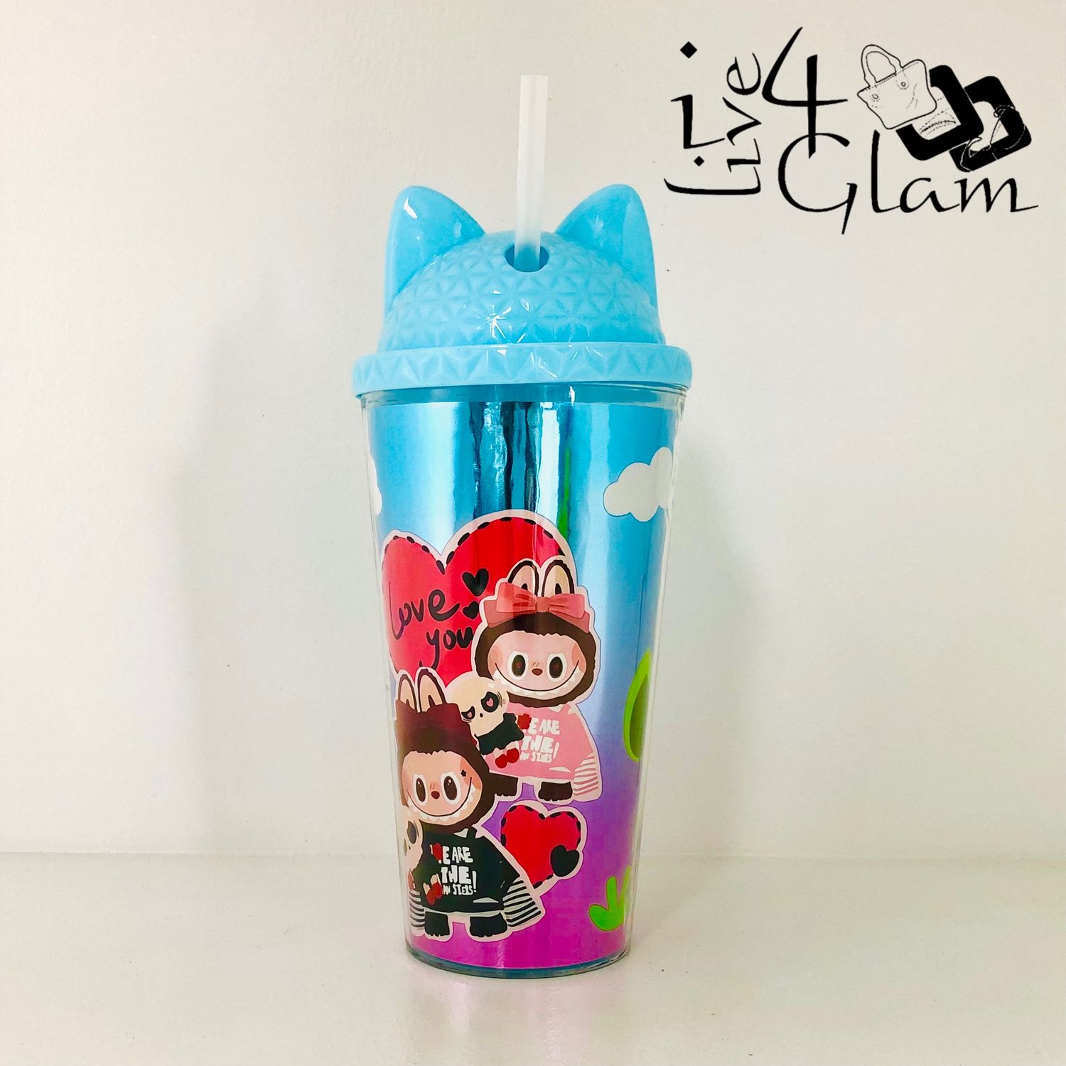 Blue Labubu Cup with Straw