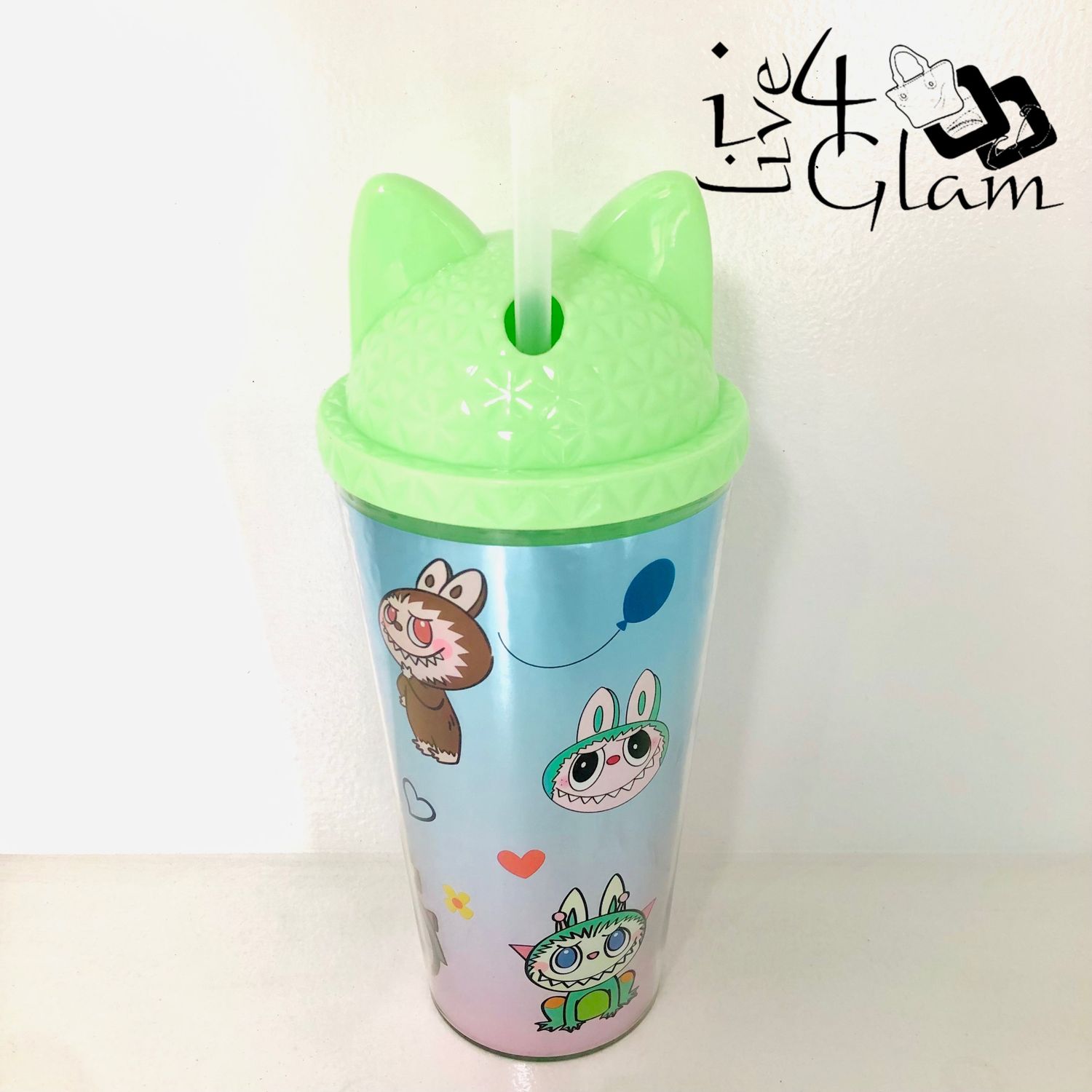 Green Labubu Cup with Straw