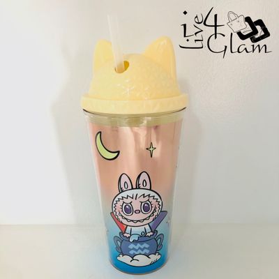 Yellow Labubu Cup with Straw