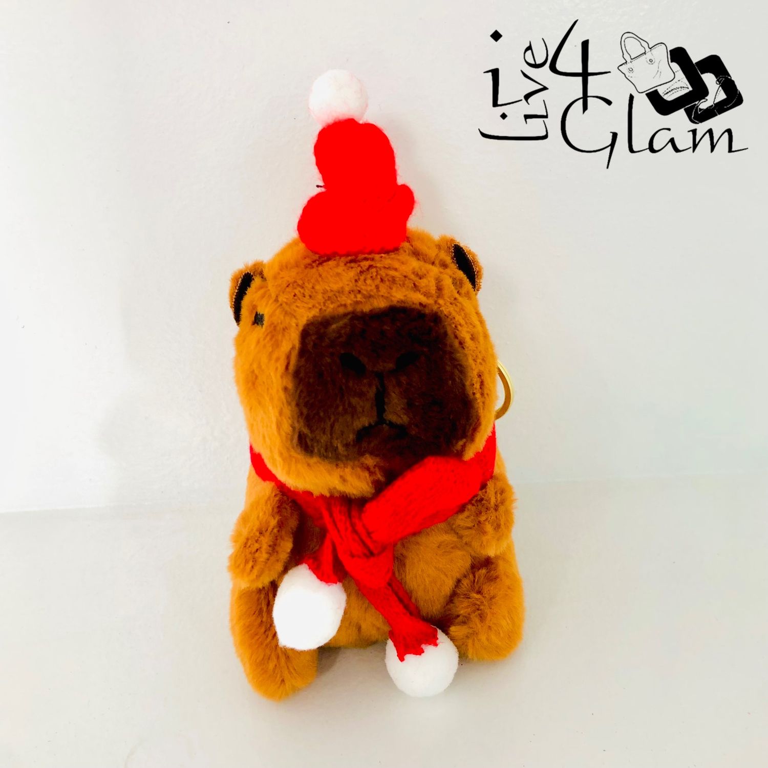 Plush Capybara Keychain Red Scarf