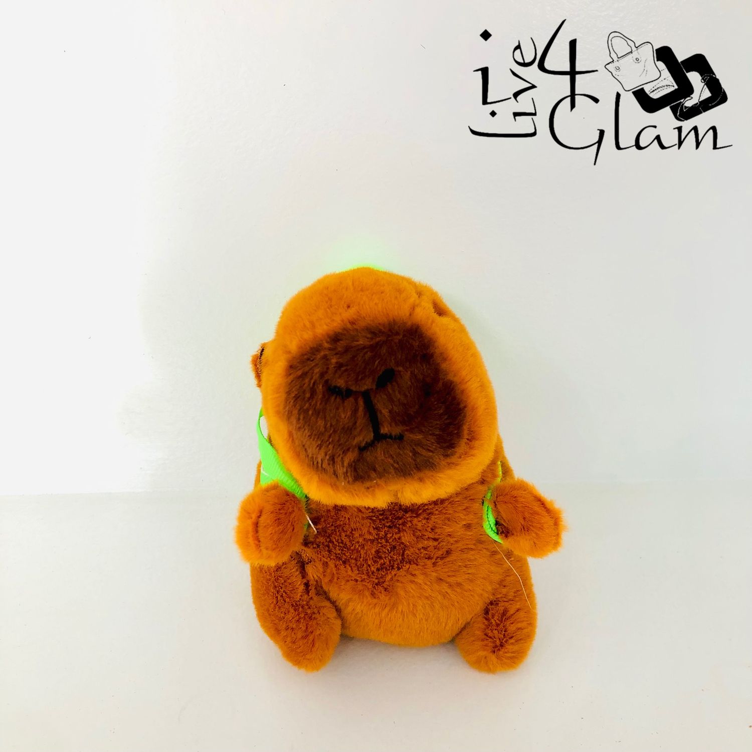 Plush Capybara Keychain Green Backpack