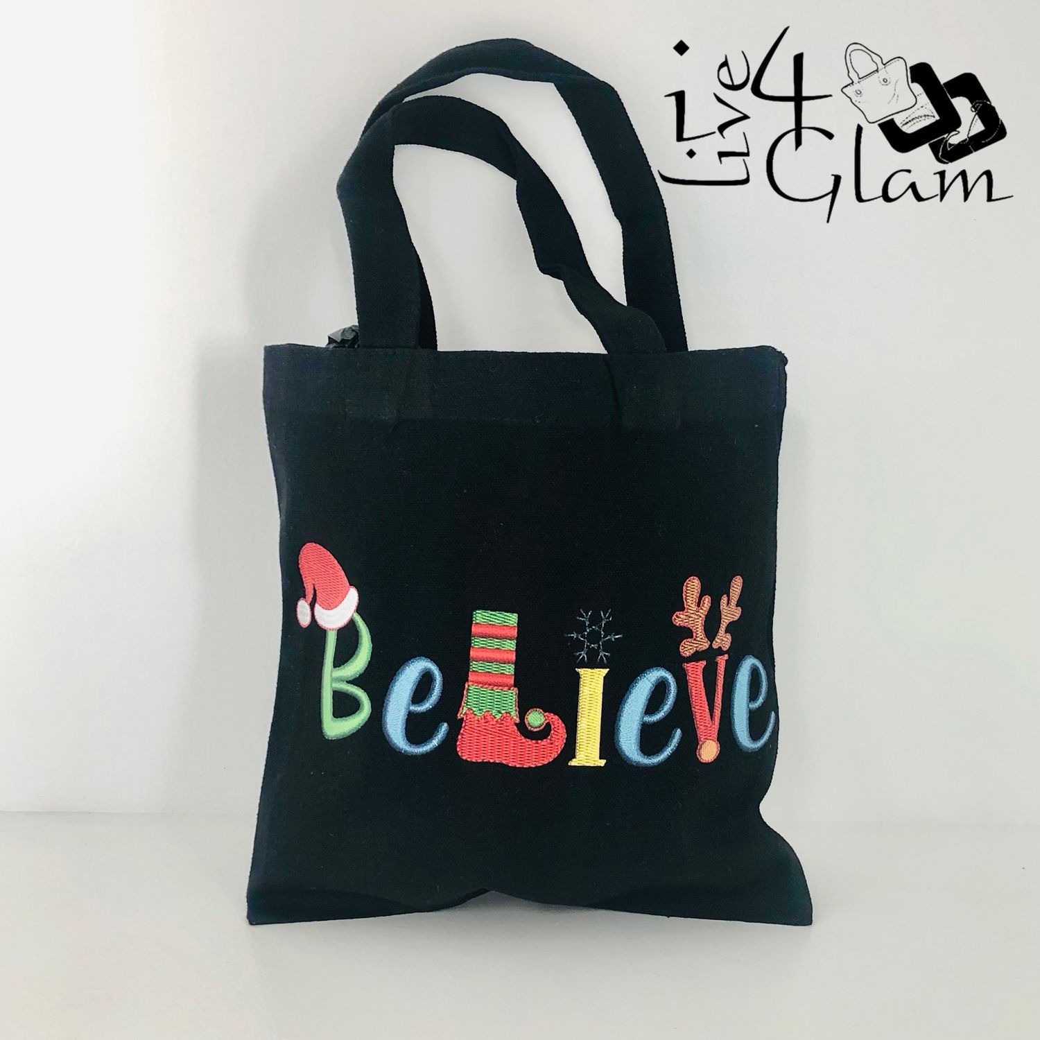 Black Small Canvas Tote Bag Believe