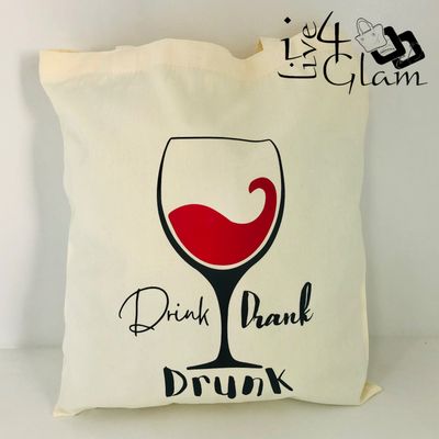 White Canvas Tote Bag Drink Drank Drunk