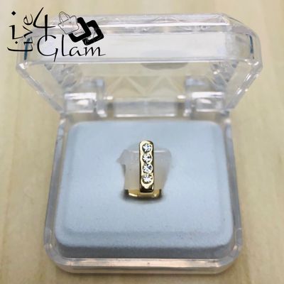 Fashion Iced Vertical Bar Gold Cap Grillz