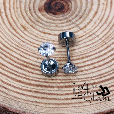 Stainless Steel 4mm Cz Silver Flat Back Stud