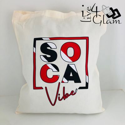 White Canvas Tote Bag Soca Vibes