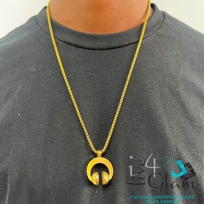 Stainless Steel Smooth Headphones Pendant w Chain