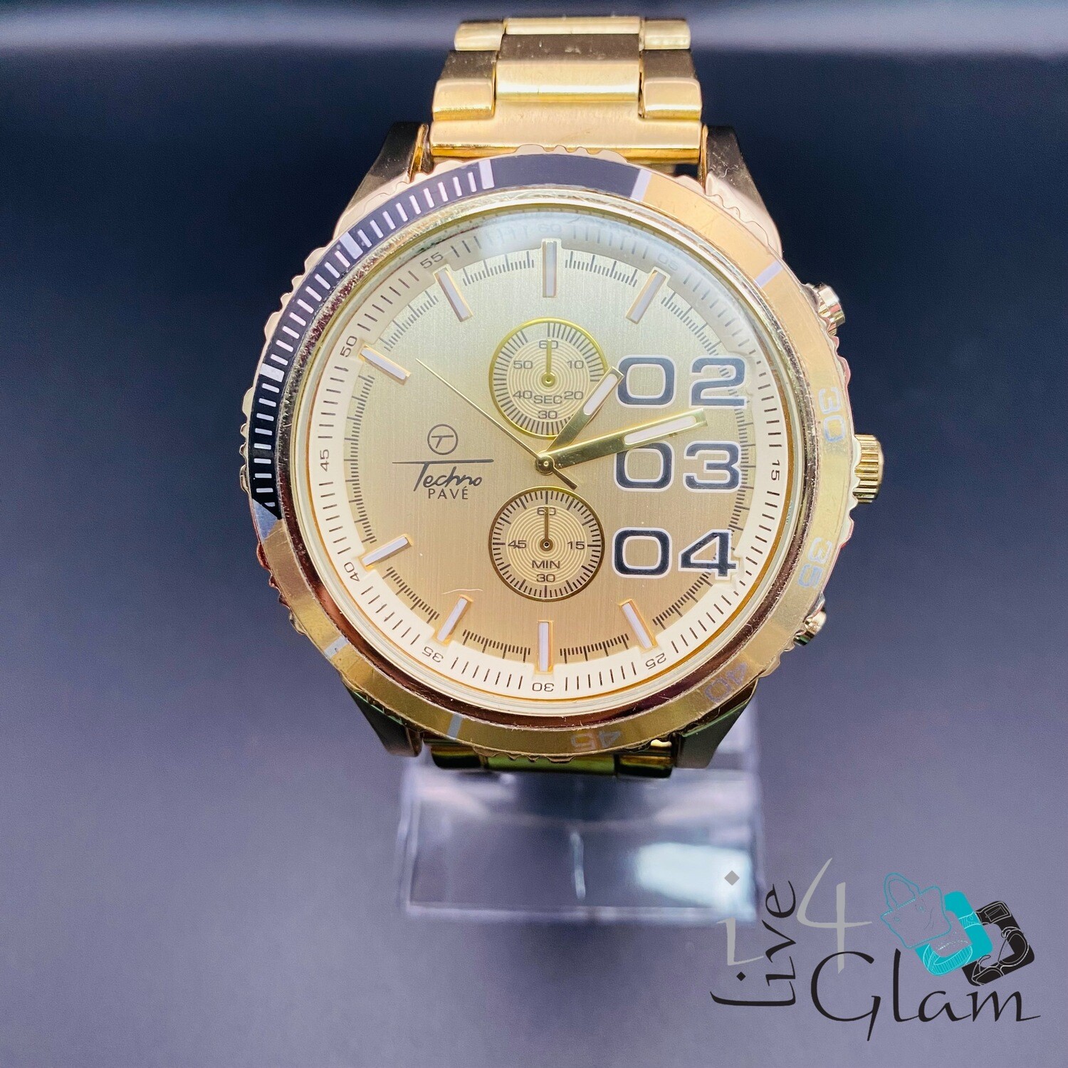 02 03 04 Face Men Watch, Color: Gold/Gold