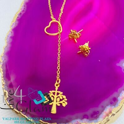 Stainless Steel Tree Of Life With Heart Chain Set