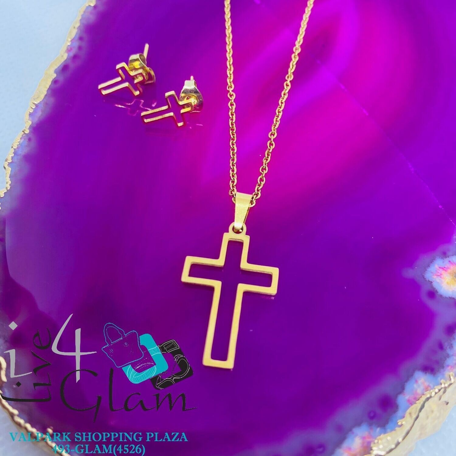 Stainless Steel Cross Chain Set
