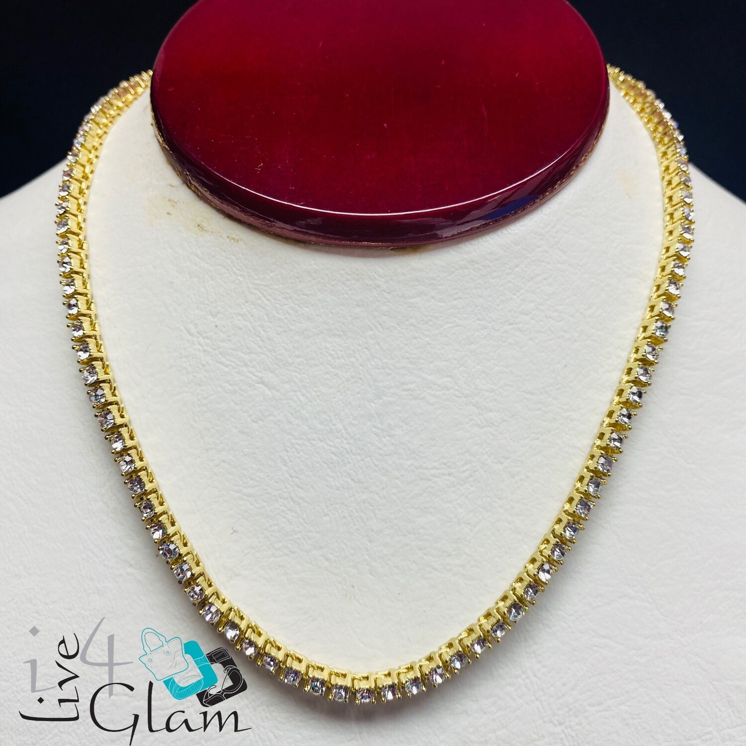 Gold Alloy Tennis Chain 30"