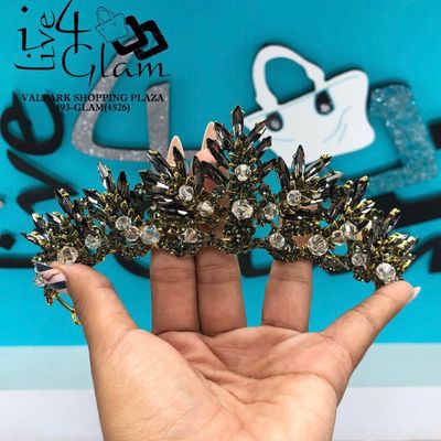 Black and Gold Clear Crystal Tiara
