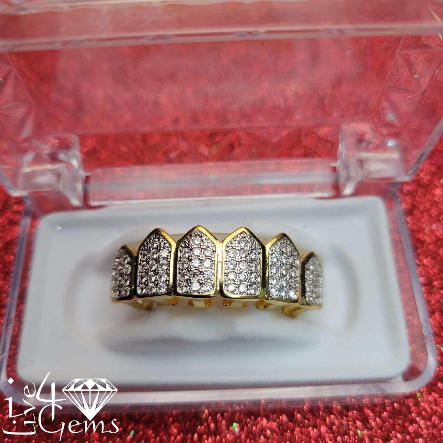 Grillz Iced Out Bottom , Color: Gold