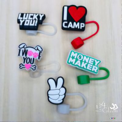 Large Slogan Silicone Straw Cover