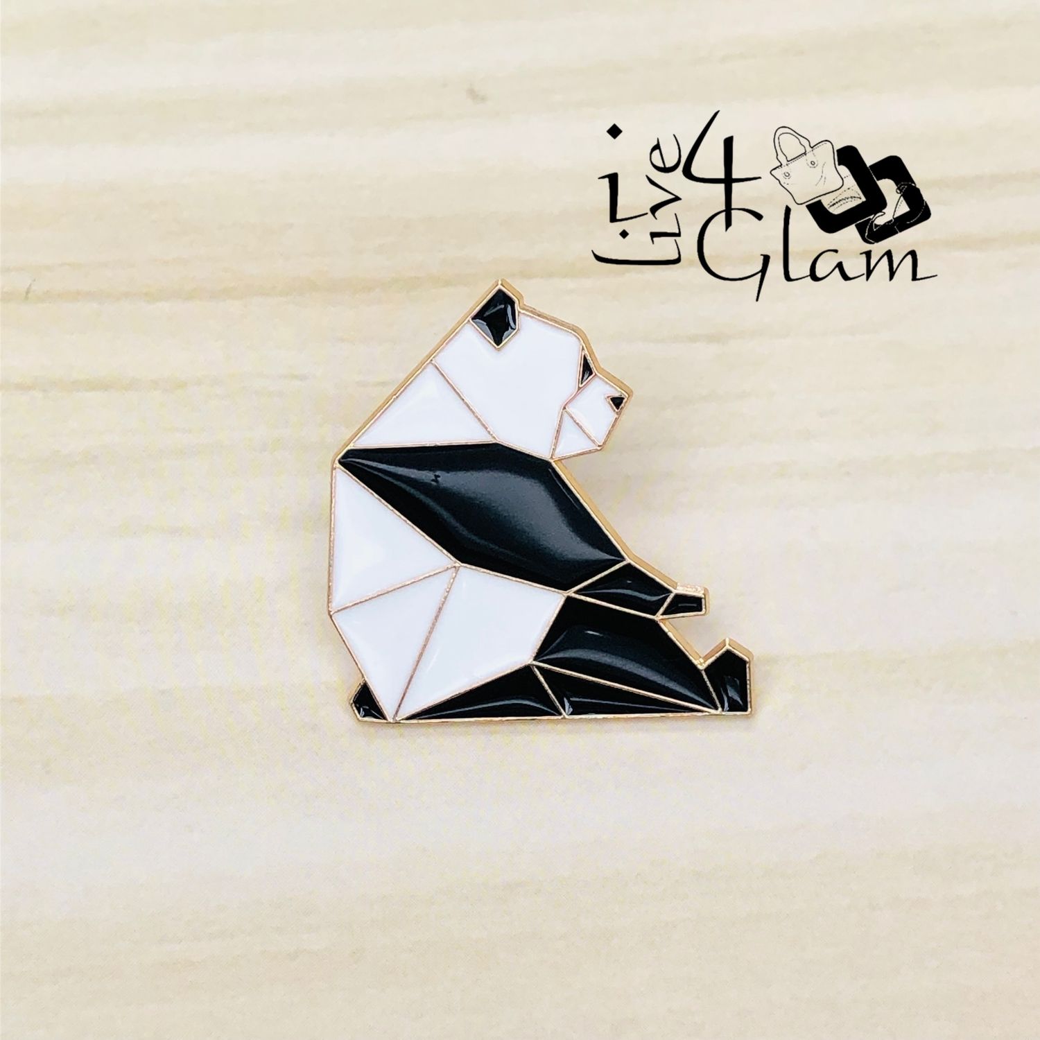 Panda Enamel Pin, Style: Geometric