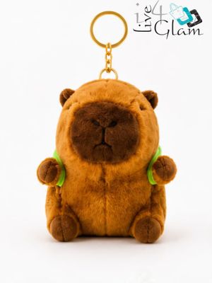 Plush Capybara Keychain Green Backpack