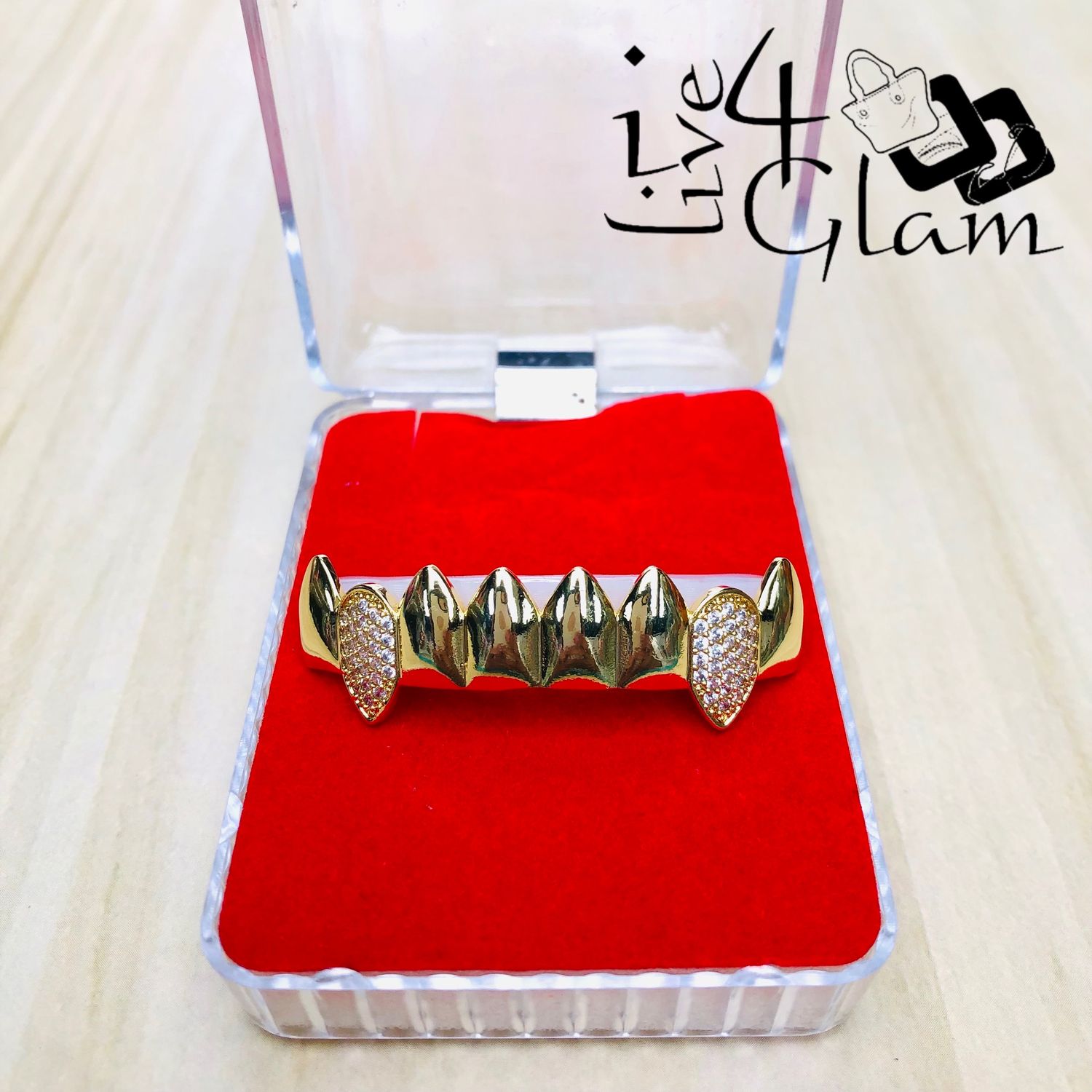 Grillz Gold Iced Out Vampire Fang Bottom