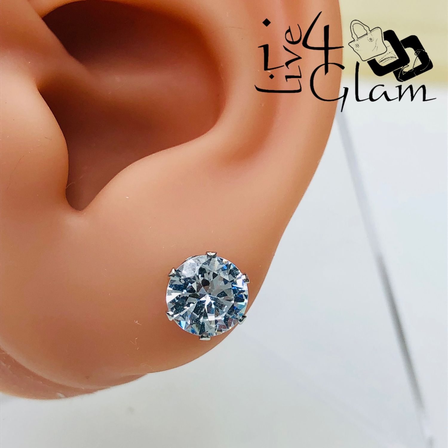 Magnetic Cz Stud Earring 8mm
