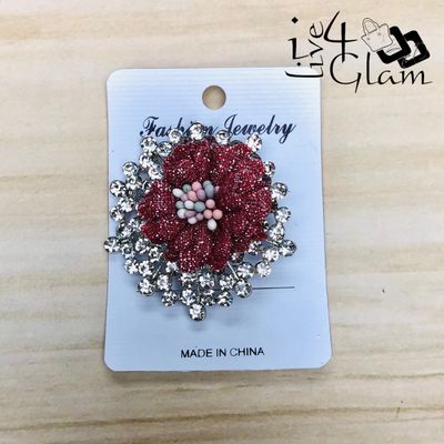 Red Flower Shaped Broach with Cz