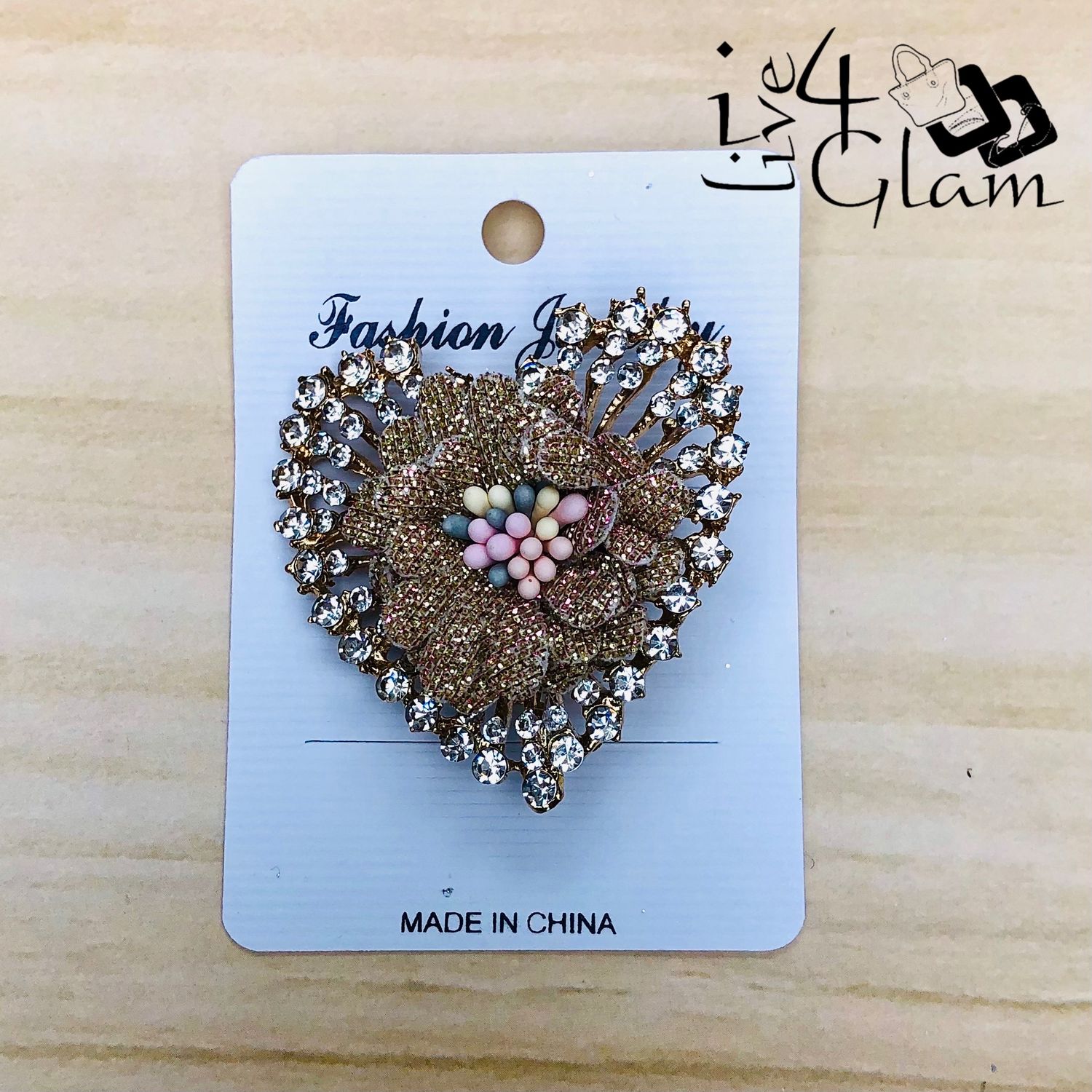 Brown Heart Shaped Broach with Cz