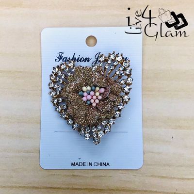 Brown Heart Shaped Broach with Cz