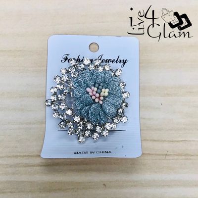 Light Blue Flower Shaped Broach with Cz