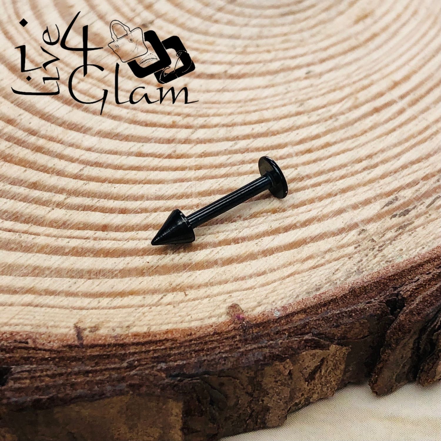 Stainless Steel Spiked Flat Back Stud Black