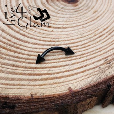 Stainless Steel Curved Spiked Barbell Black 10mm