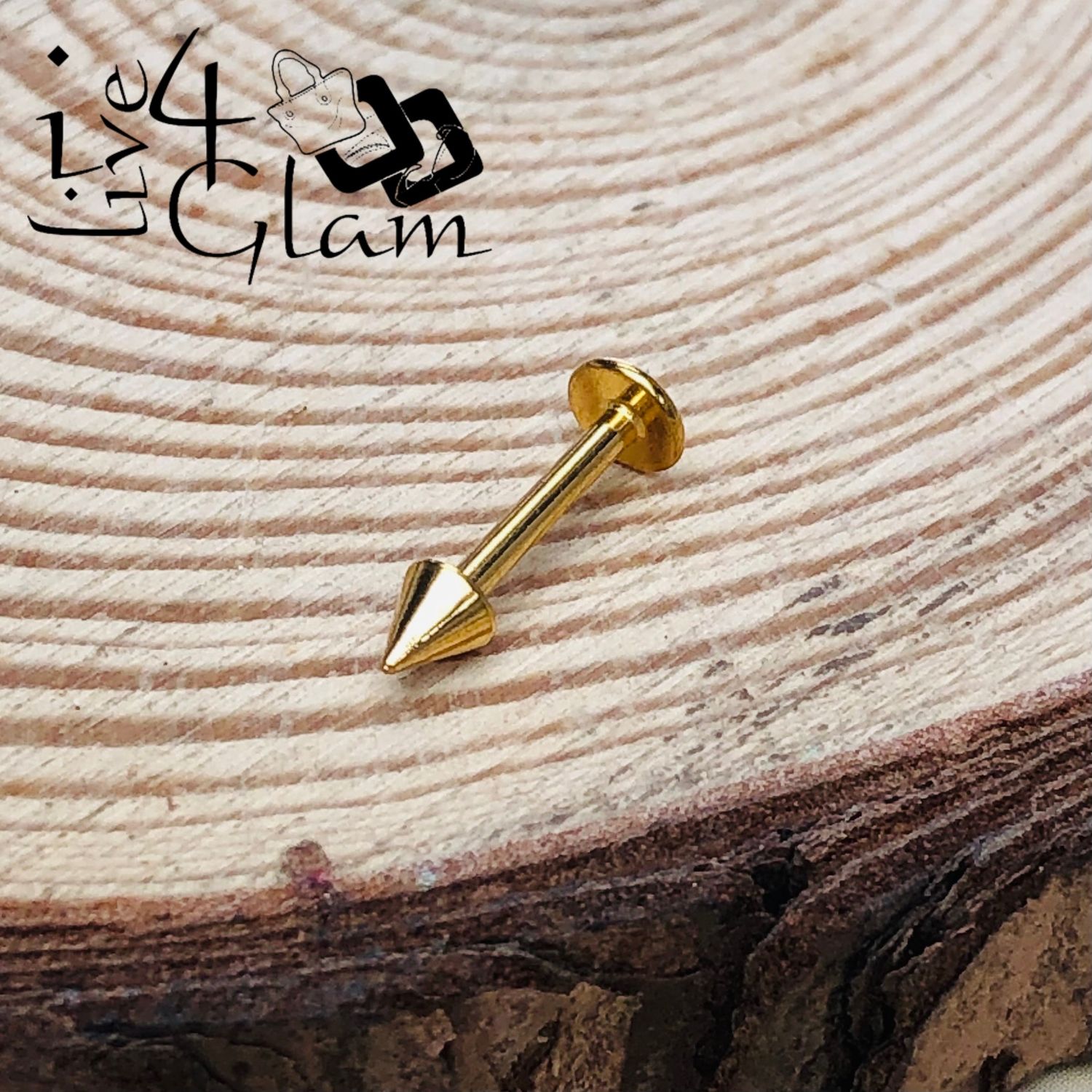 Stainless Steel Spiked Flat Back Stud Gold