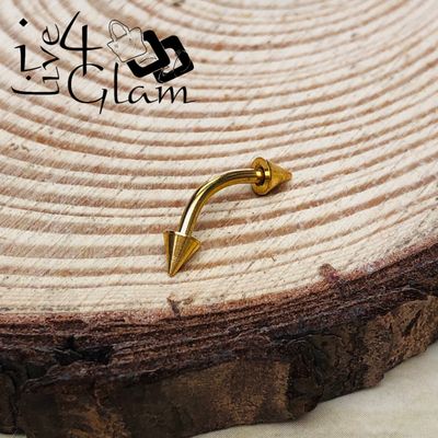 Stainless Steel Curved Spiked Barbell Gold 10mm