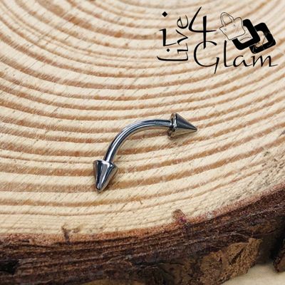 Stainless Steel Curved Spiked Barbell Silver 10mm