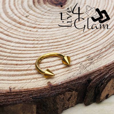 Stainless Steel Horseshoe Spike Barbell Gold 10mm