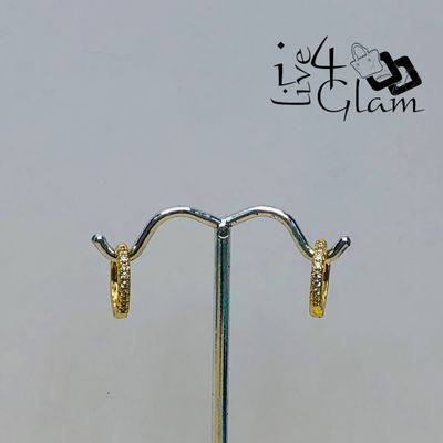 Stainless Steel 13mm Gold Cz Hoop