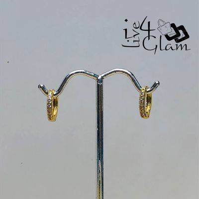 Stainless Steel 12mm Gold Cz Hoop