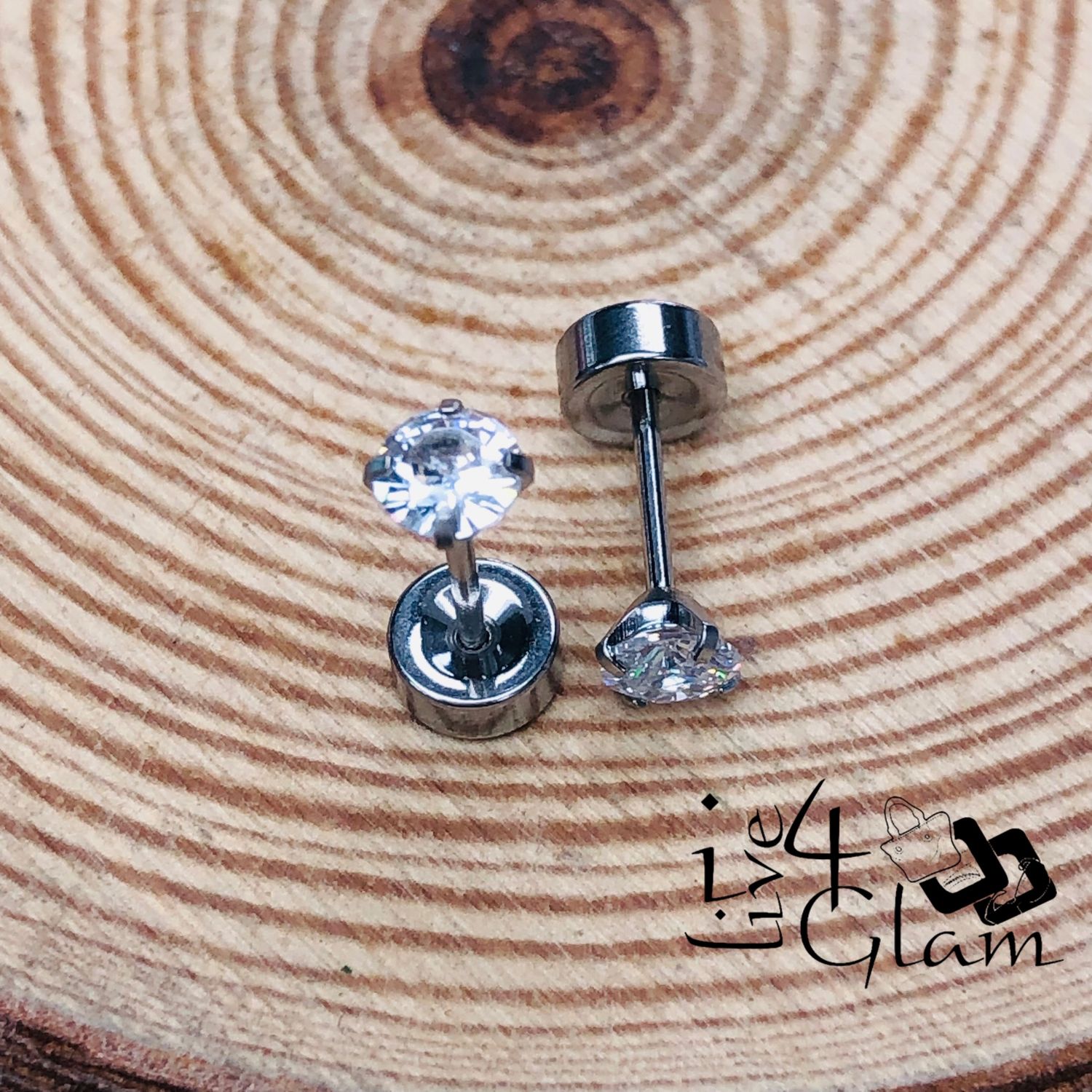 Stainless Steel 4mm Cz Silver Flat Back Stud