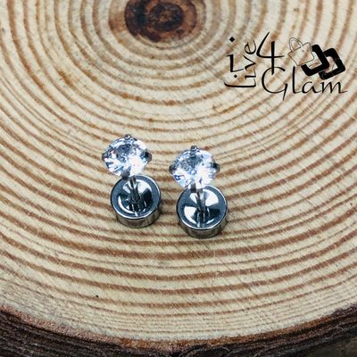 Stainless Steel 4mm Cz Silver Flat Back Stud