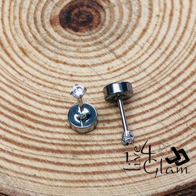 Stainless Steel 2mm Cz Silver Flat Back Stud
