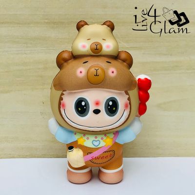 Labubu Squishy w Double Bear Hat