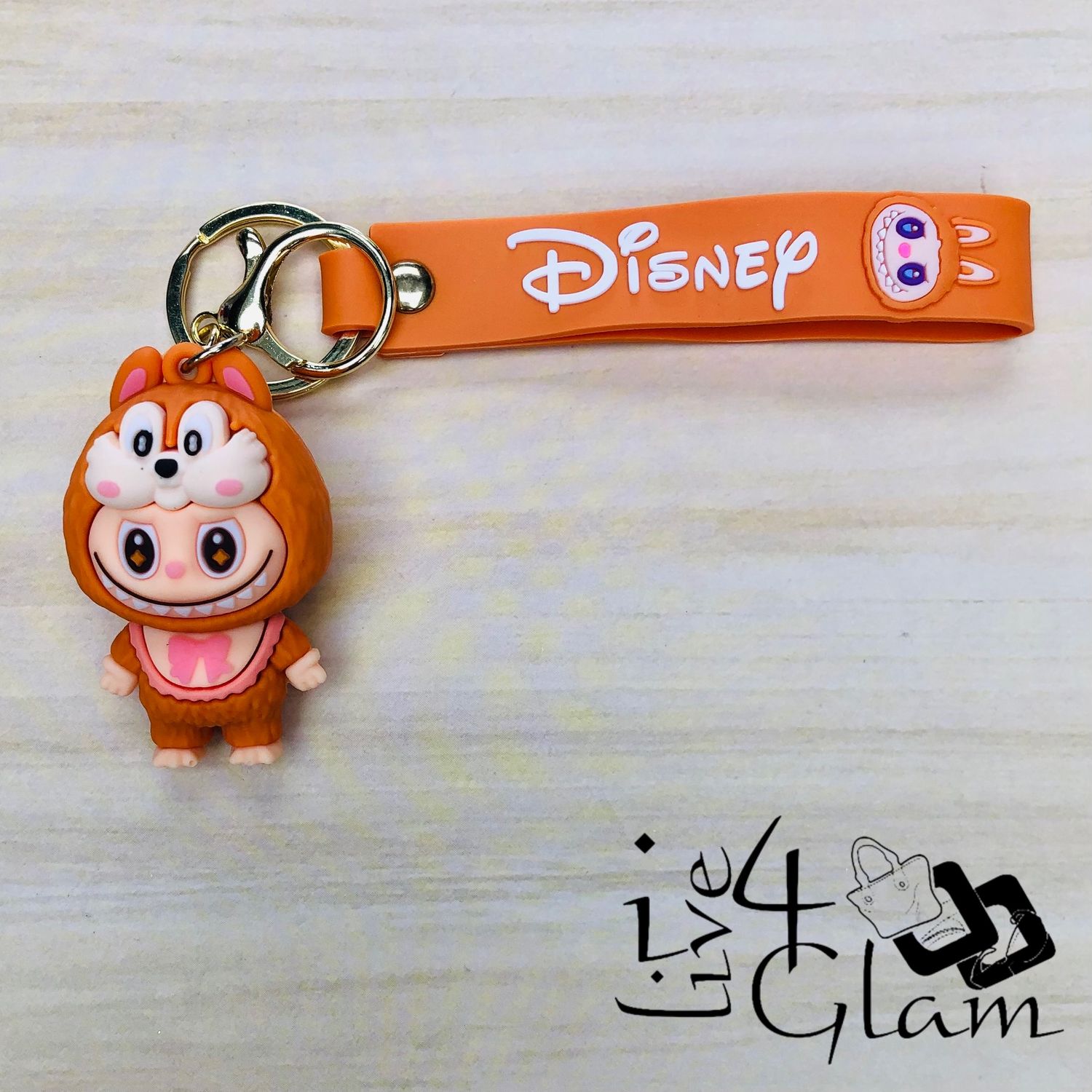 Brown Labubu Keychain w Chipmunk
