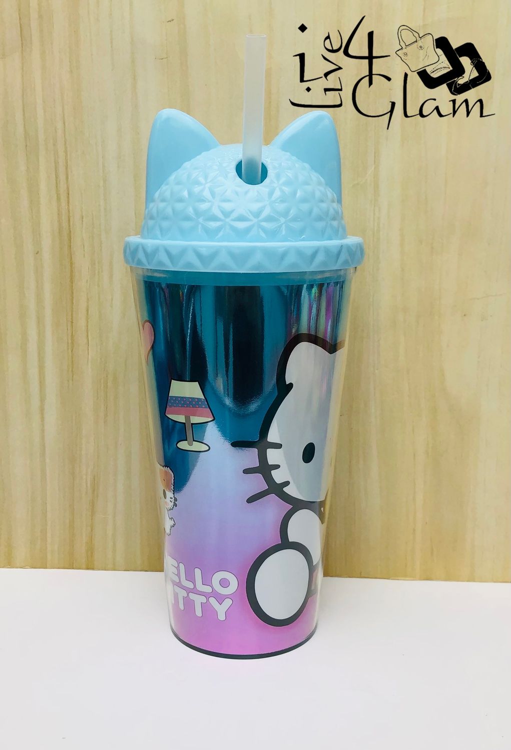 Blue Hello Kitty Cup with Straw