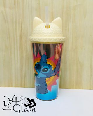 Beige Stitch Cup with Straw